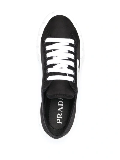 Shop Prada Logo-patch Flatform Sneakers In Nero