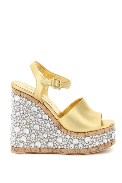 Shop Haus Of Honey Croco Crystal Modesty Sandals In Gold