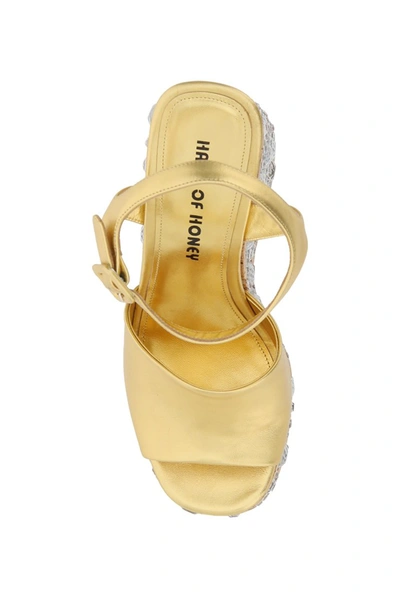 Shop Haus Of Honey Croco Crystal Modesty Sandals In Gold