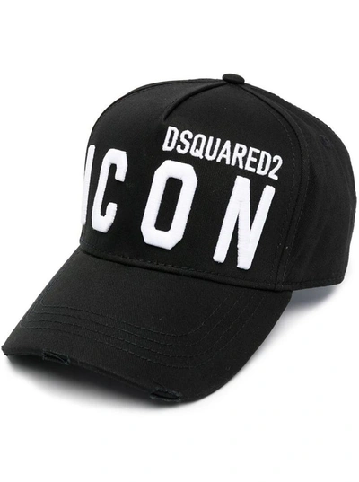 Shop Dsquared2 Black Jersey Hat With Logo In White/black