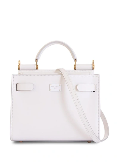 Shop Dolce & Gabbana Sicily 62 Mini Bag In Calf Leather In Bianco