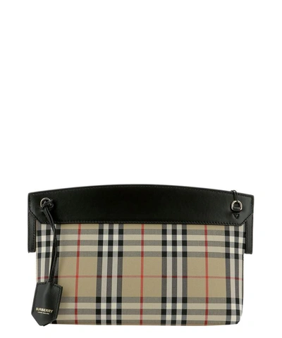 Shop Burberry "society" Clutch In Beige