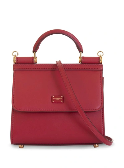 Shop Dolce & Gabbana Sicily 58 Mini Bag In Calfskin In Rosso