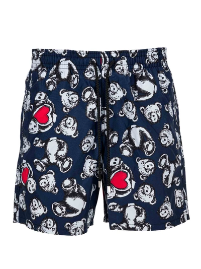 Shop Palm Angels Bear Print Swimming Shorts In Multi