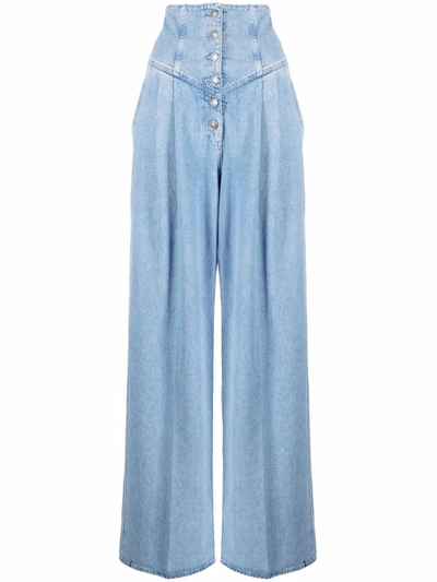 Shop Made In Tomboy Blue High-rise Wide-leg Jeans