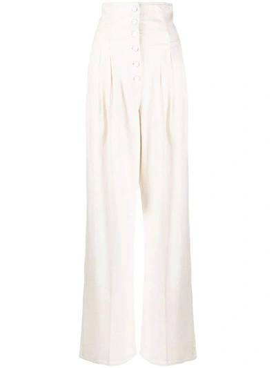 Shop Made In Tomboy White High-rise Wide-leg Jeans
