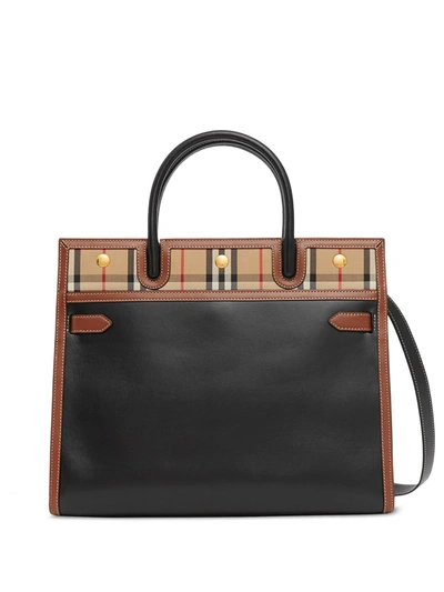 Shop Burberry Small Title Vintage Check Tote In Mixed Colours