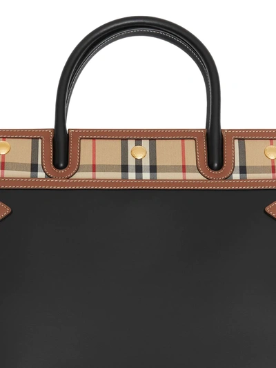 Shop Burberry Small Title Vintage Check Tote In Mixed Colours