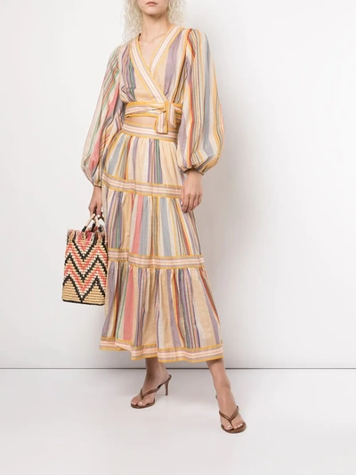 Shop Zimmermann Mae Stripe-print Skirt In Multicolour