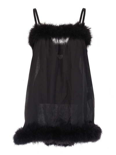 Shop Saint Laurent Feathers Mini Dress In Black