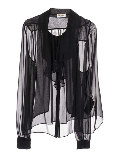 Shop Saint Laurent Transparent Blouse In Black