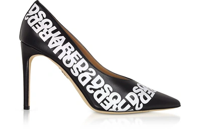 Shop Dsquared2 Shoes Black  Printed Calf Leather Pumps