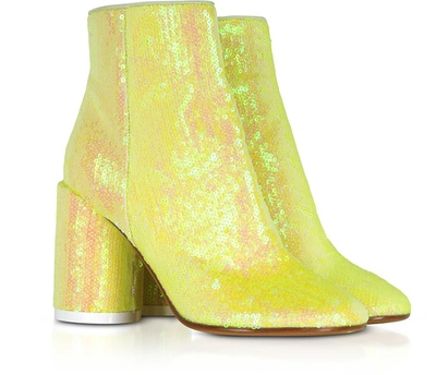 Shop Mm6 Maison Margiela Shoes Blazing Yellow Sequins And Suede Boots