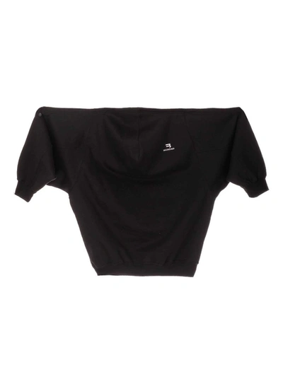 Shop Balenciaga Sporty B Crop Sweatshirt In Black