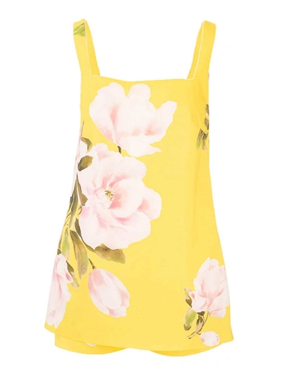 Shop Valentino Bright Yellow Short Jumpsuit In Red