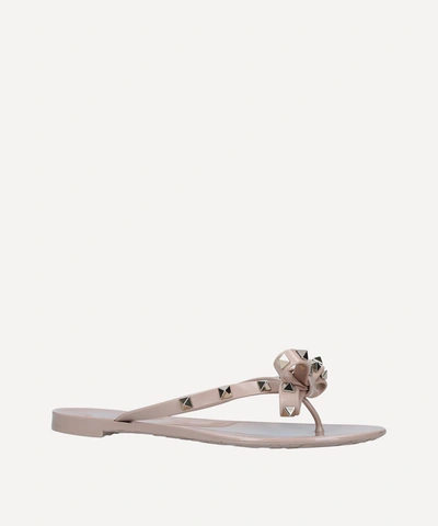 Shop Valentino Rockstud Rubber Sandals In Nude
