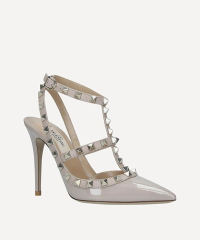Shop Valentino Patent Leather So Noir 100 T-bar Heels In Nude