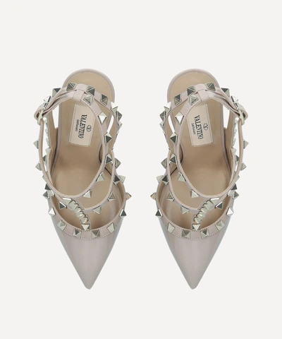 Valentino Garavani Rockstud Ankle Strap Pointed Toe Pump In Nude