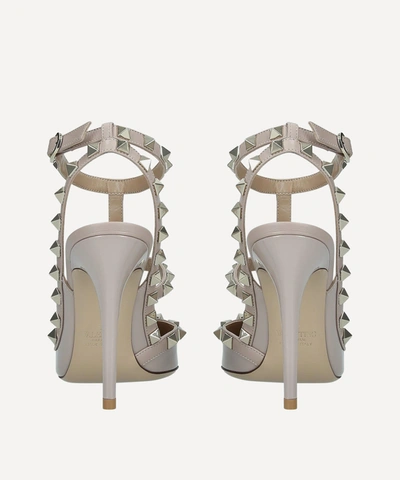 Valentino Garavani Rockstud Ankle Strap Pointed Toe Pump In Nude