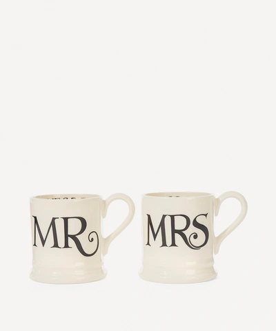 Shop Emma Bridgewater Set Of Two Mr. And Mrs. Mugs In Cream