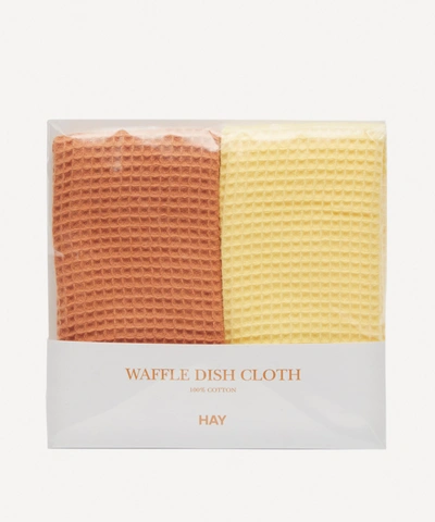 Shop Hay Waffle Dish Cloths Set Of Two In Multicolour