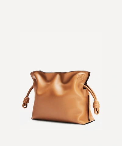 Loewe Mini Flamenco Leather Clutch Bag In Tan