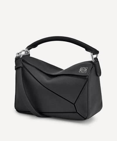 Shop Loewe Small Puzzle Leather Shoulder Bag In Black