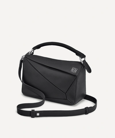 Shop Loewe Small Puzzle Leather Shoulder Bag In Black