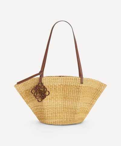 Shop Loewe Small Shell Basket Bag In Natural/pecan