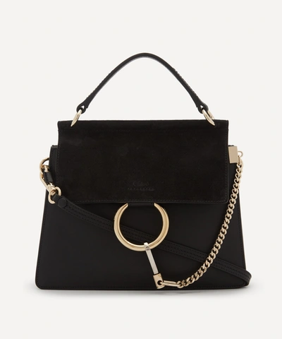 Shop Chloé Faye Small Suede Handbag In Black