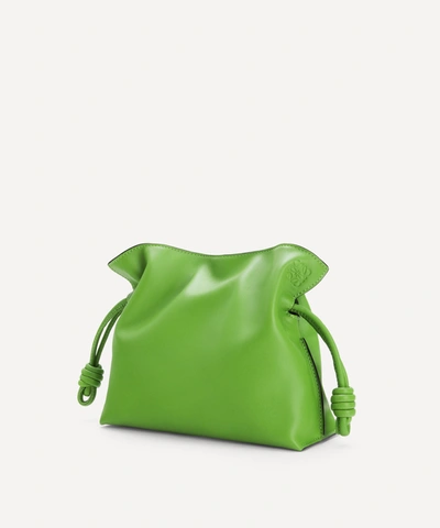 Shop Loewe Mini Flamenco Leather Clutch Bag In Apple Green