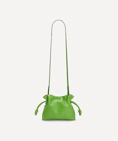 Shop Loewe Mini Flamenco Leather Clutch Bag In Apple Green