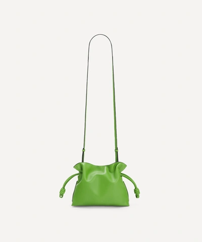 Loewe Flamenco Knot Mini Leather Clutch In Apple Green