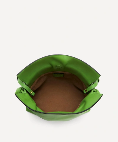 Shop Loewe Mini Flamenco Leather Clutch Bag In Apple Green