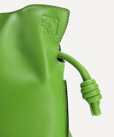 Shop Loewe Mini Flamenco Leather Clutch Bag In Apple Green