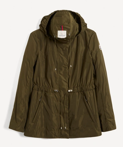 Shop Moncler Ocre High Neck Drawstring Jacket In Khaki