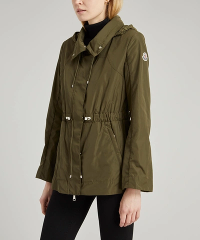 Shop Moncler Ocre High Neck Drawstring Jacket In Khaki