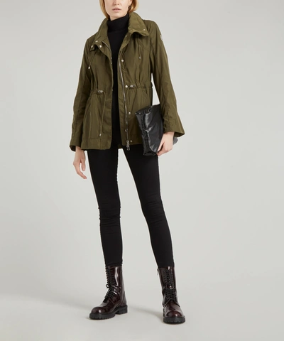 Moncler Ocre Drawstring Waist Short Jacket In Khaki