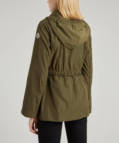 Shop Moncler Ocre High Neck Drawstring Jacket In Khaki