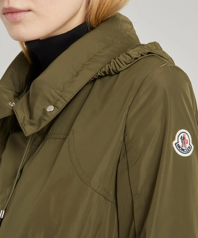 Shop Moncler Ocre High Neck Drawstring Jacket In Khaki