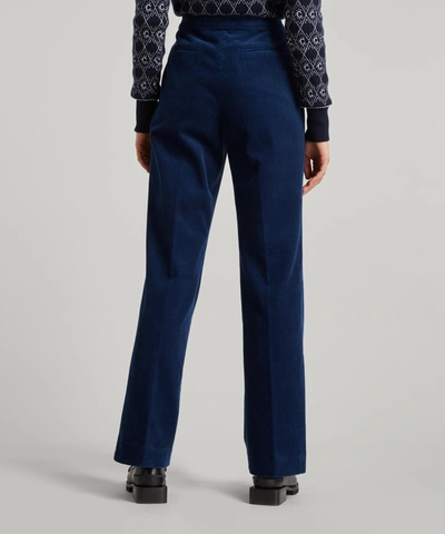 Shop Alexa Chung Elster Corduroy Flared Trousers In Navy