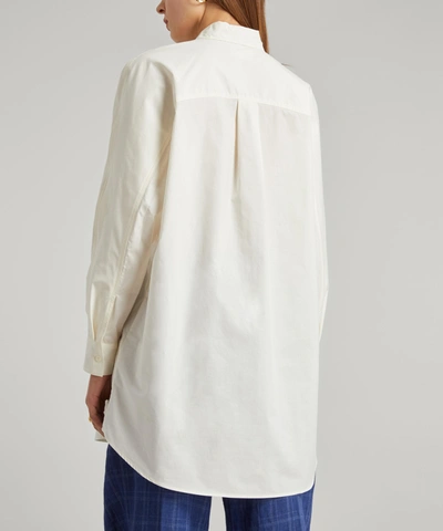 Shop Wood Wood Greta Long Cotton-poplin Shirt In Off-white