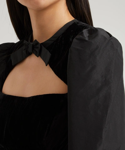 Shop Alexa Chung Puff-shoulder Velvet Mini-dress In Black