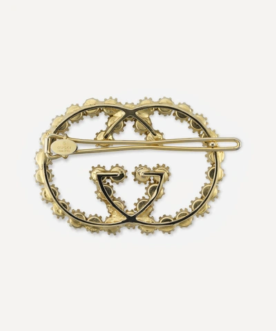 Shop Gucci Gold-tone Faux Pearl Interlocking G Hair Clip