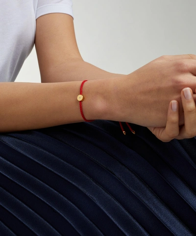 Monica Vinader Linear Solo 18ct Yellow Gold-plated Vermeil Silver And  Diamond Friendship Bracelet In Red | ModeSens