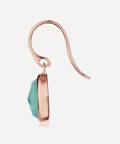 Monica Vinader Womens Blue Siren 18 Rose-gold Vermeil And Amazonite Wire Earrings In Rose Gold Vermeil