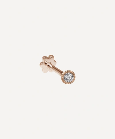 Shop Maria Tash 18ct 1.2mm Scalloped Set Diamond Single Threaded Stud Earring In Rose Gold