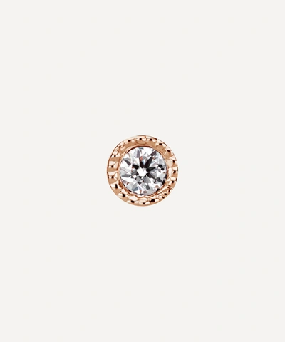 Shop Maria Tash 18ct 1.2mm Scalloped Set Diamond Single Threaded Stud Earring In Rose Gold