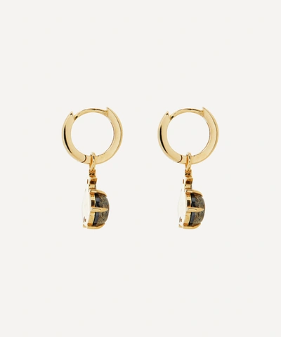Shop Andrea Fohrman Gold Mini Cosmo Labradorite And Diamond Hoop Earrings