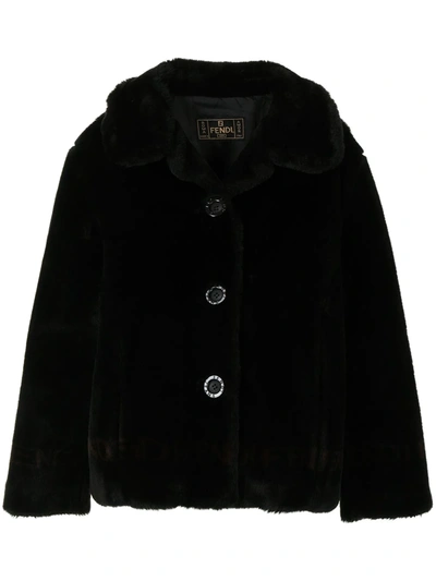 Pre-owned Fendi 1990s Single-breasted Faux-fur Coat In Black